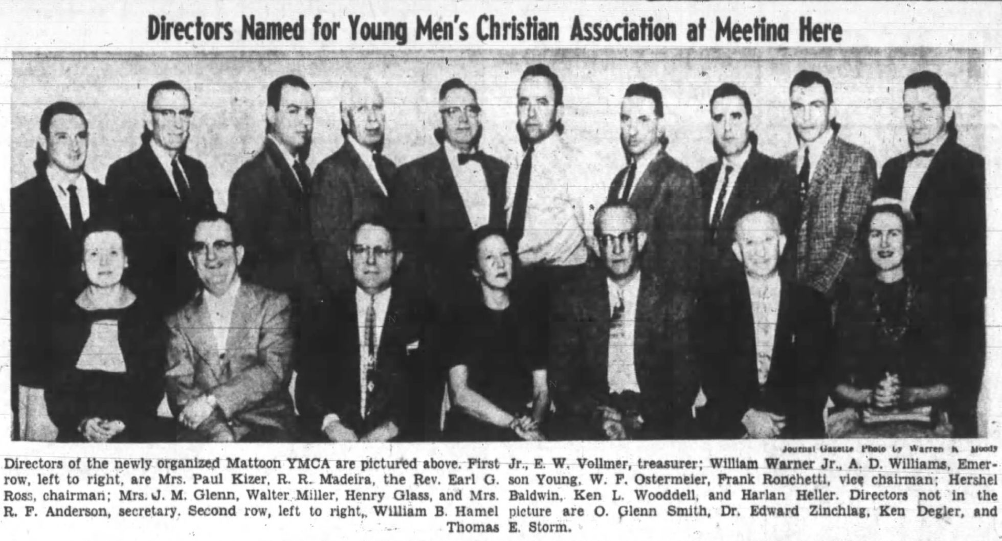 Directors named for Young Men's Christian Association at meeting here